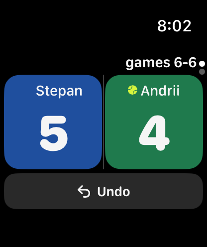 Watch in a tiebreak: 6–6 in games, 5–4 in points